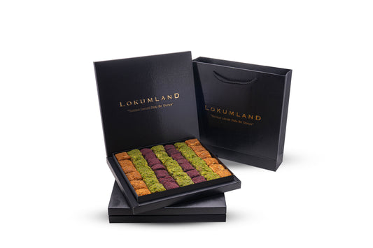 Büyük Kutu Hediyelik Fıstıklı & Lotuslu & Yaban Mersinli Baklava Lokum