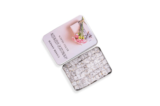 Anneler Günü Hediyesi Metal Kutu Çifte Kavrulmuş Fıstıklı Lokum