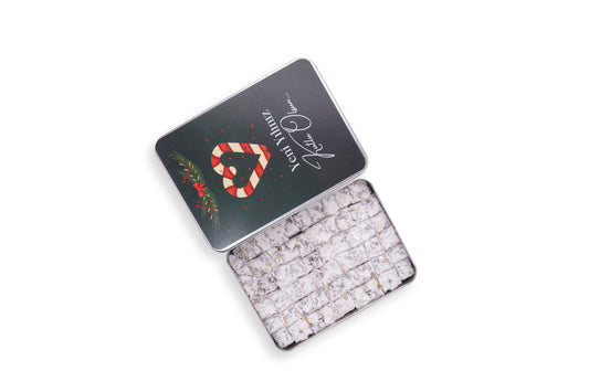 Yılbaşı Hediyesi Metal Kutu Çifte Kavrulmuş Fıstıklı Lokum