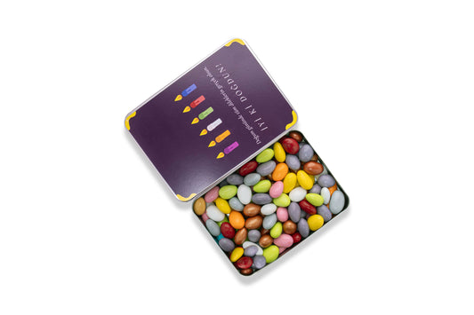 Doğum Günü Hediyesi Metal Kutu Karışık Renkli Badem Draje