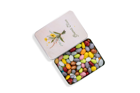 Geçmiş Olsun Hediyesi Metal Kutu Karışık Renkli Badem Draje