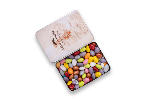 Babalar Günü Hediyesi Metal Kutu Karışık Renkli Badem Draje