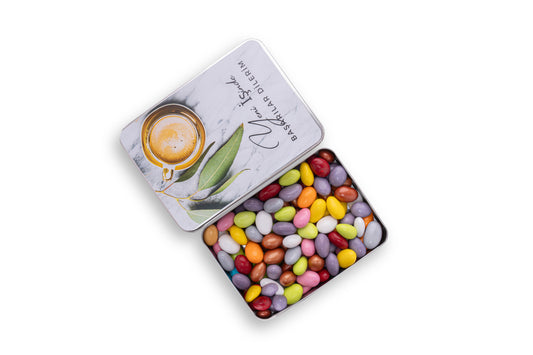 Yeni İş Hediyesi Metal Kutu Karışık Renkli Badem Draje