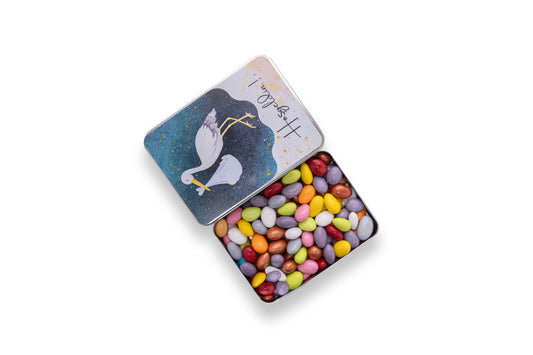 Yeni Bebek Hediyesi Metal Kutu Karışık Renkli Badem Draje