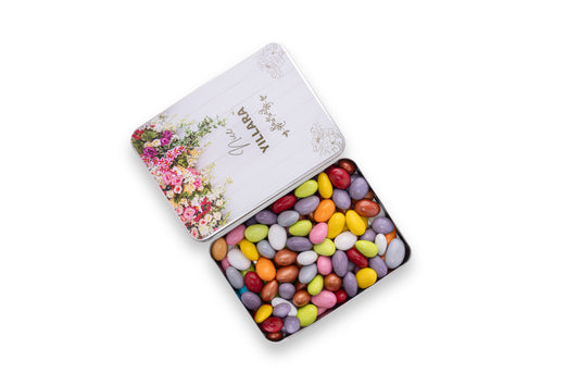 Yıldönümü Hediyesi Metal Kutu Karışık Renkli Badem Draje