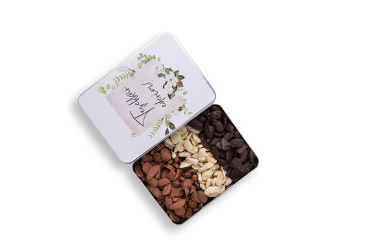 Teşekkür Hediyesi Metal Kutu Karışık Çikolata Badem Batırma