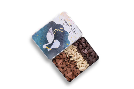 Yeni Bebek Hediyesi Metal Kutu Karışık Çikolata Badem Batırma