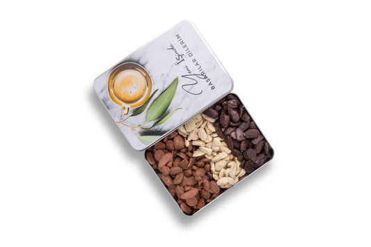Yeni İş Hediyesi Metal Kutu Karışık Çikolata Badem Batırma