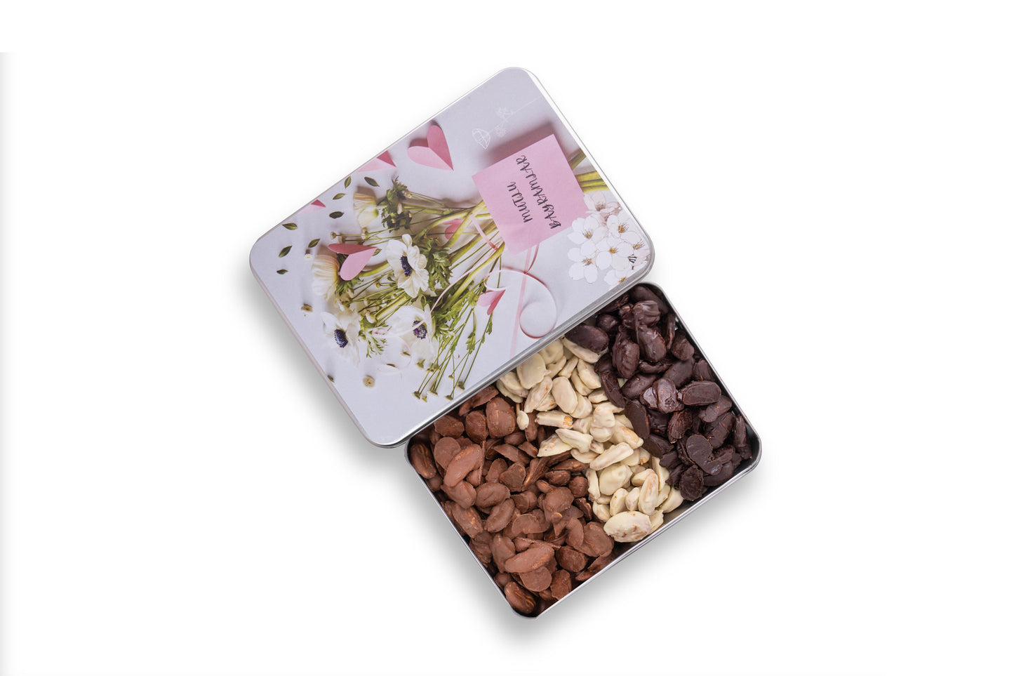 Bayram Hediyesi Metal Kutu Karışık Çikolata Badem Batırma